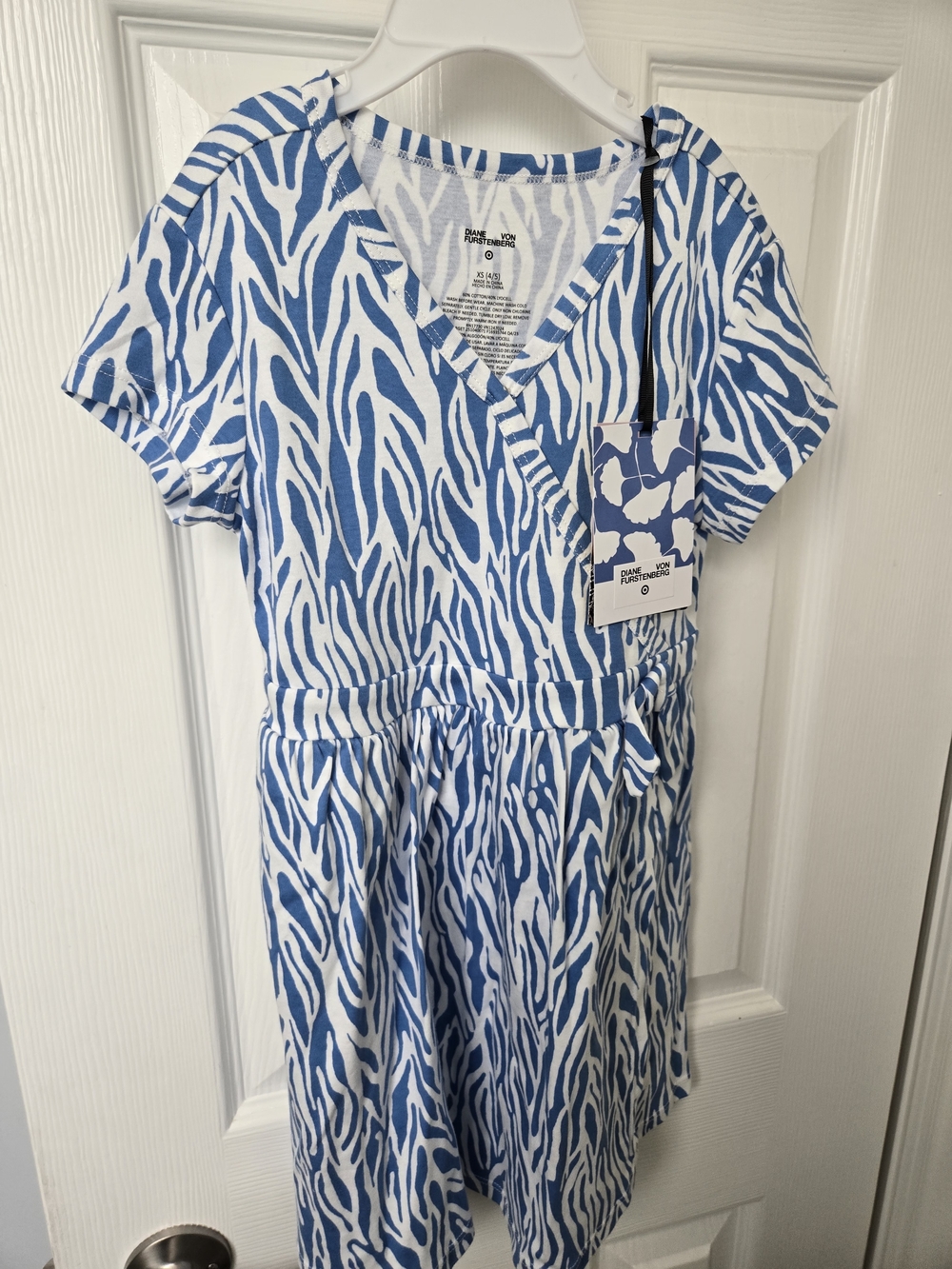 Target x Diane Von Furstenberg GiRLS Blue & White Zebra Print Wrap Dress